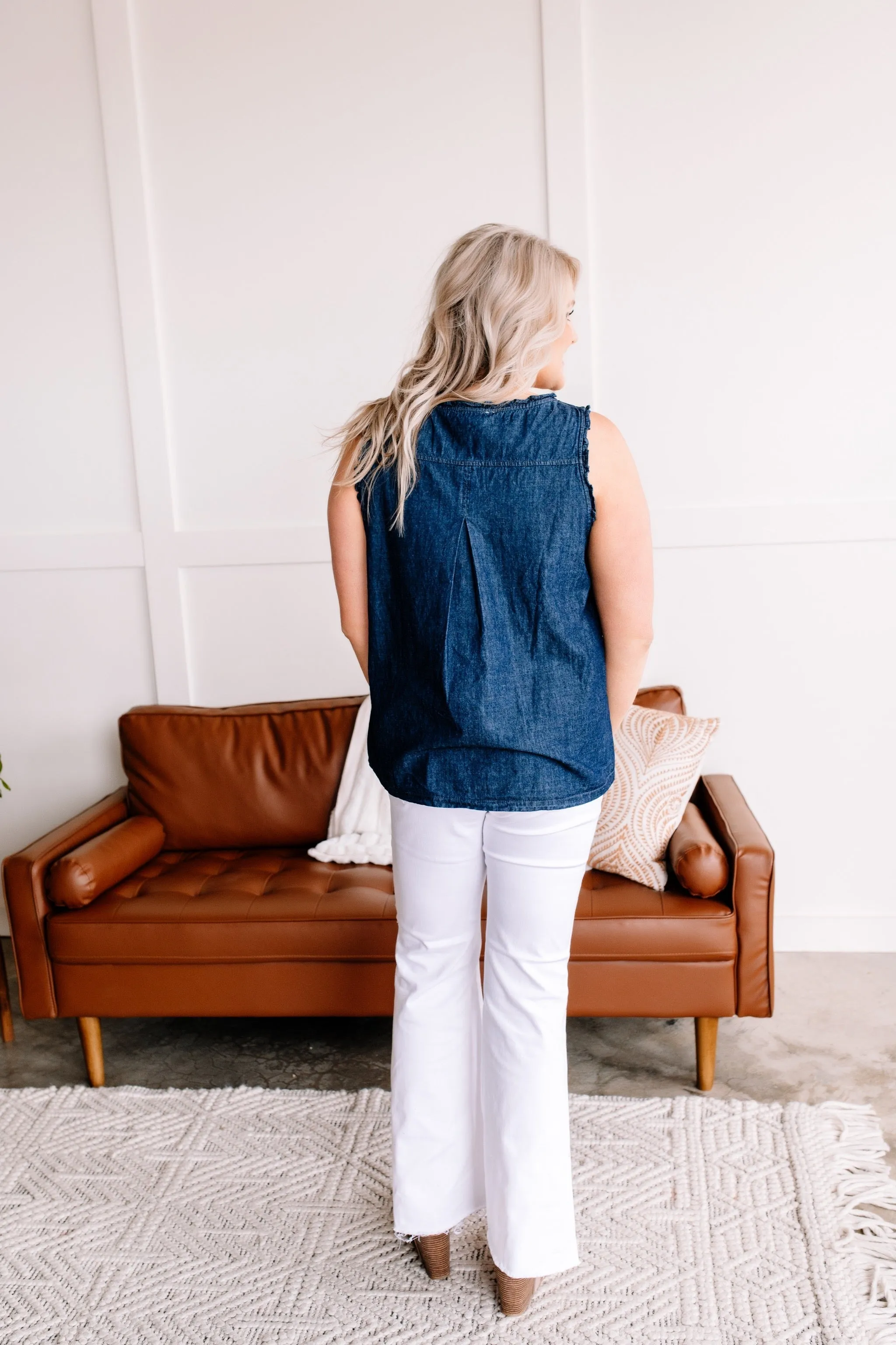 I'll Fly Away Sleeveless Denim Top