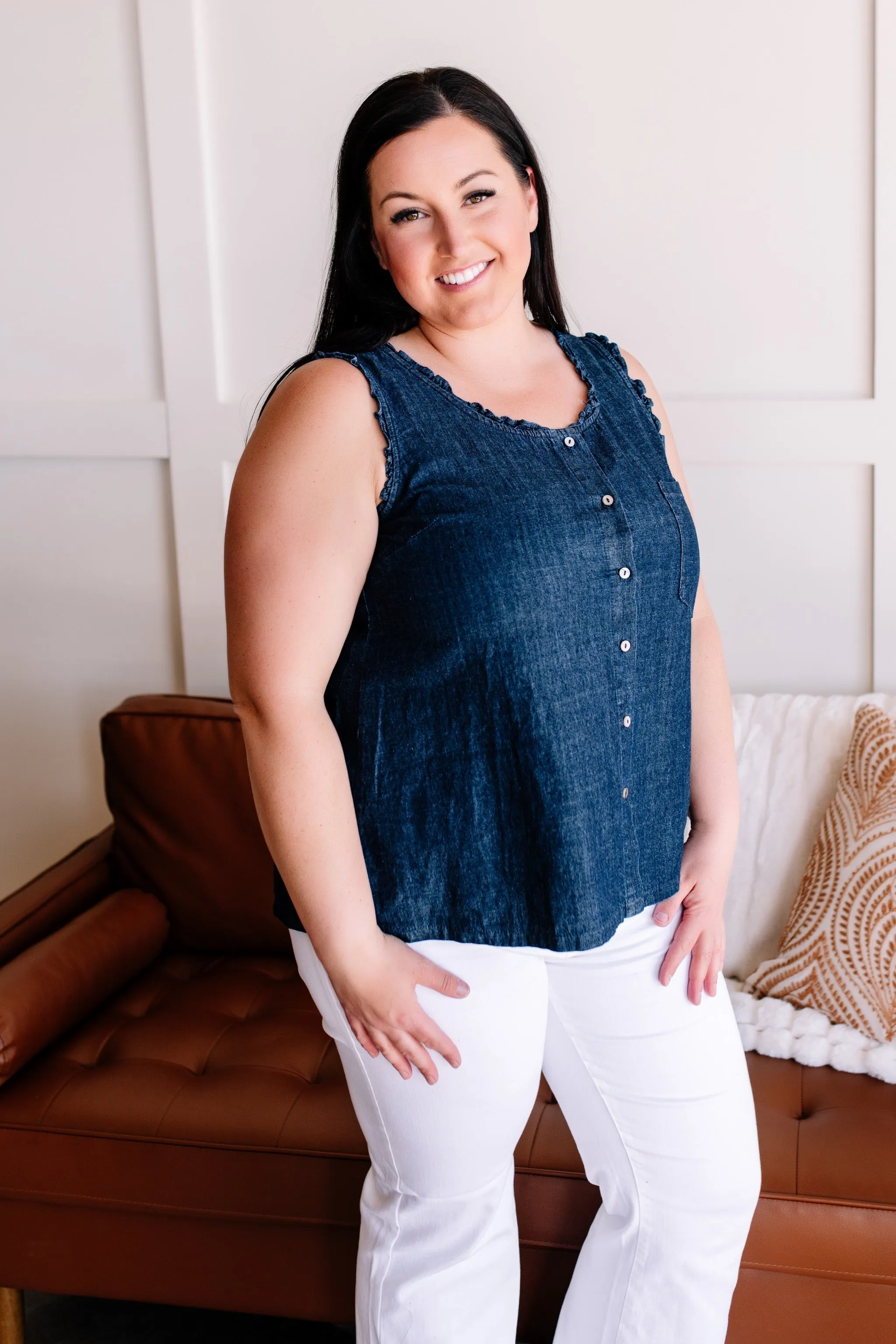 I'll Fly Away Sleeveless Denim Top