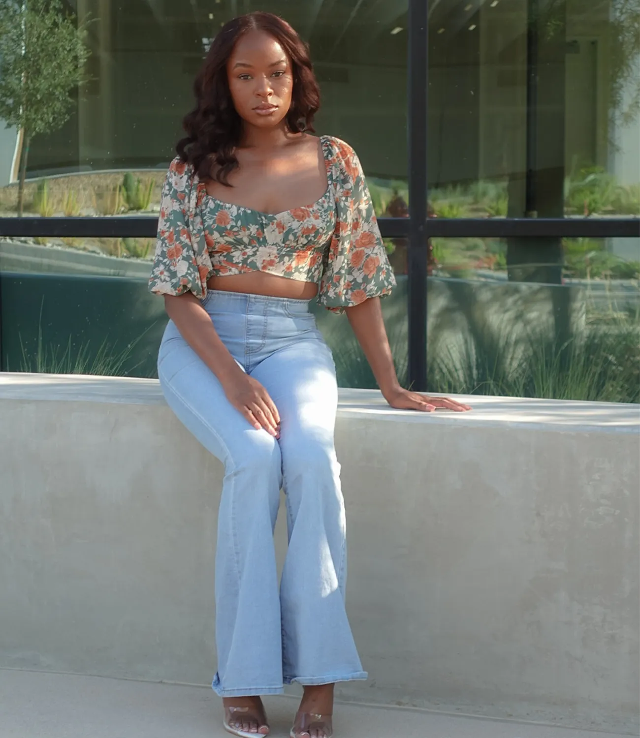 Isabella Dressy Crop Top(Green)