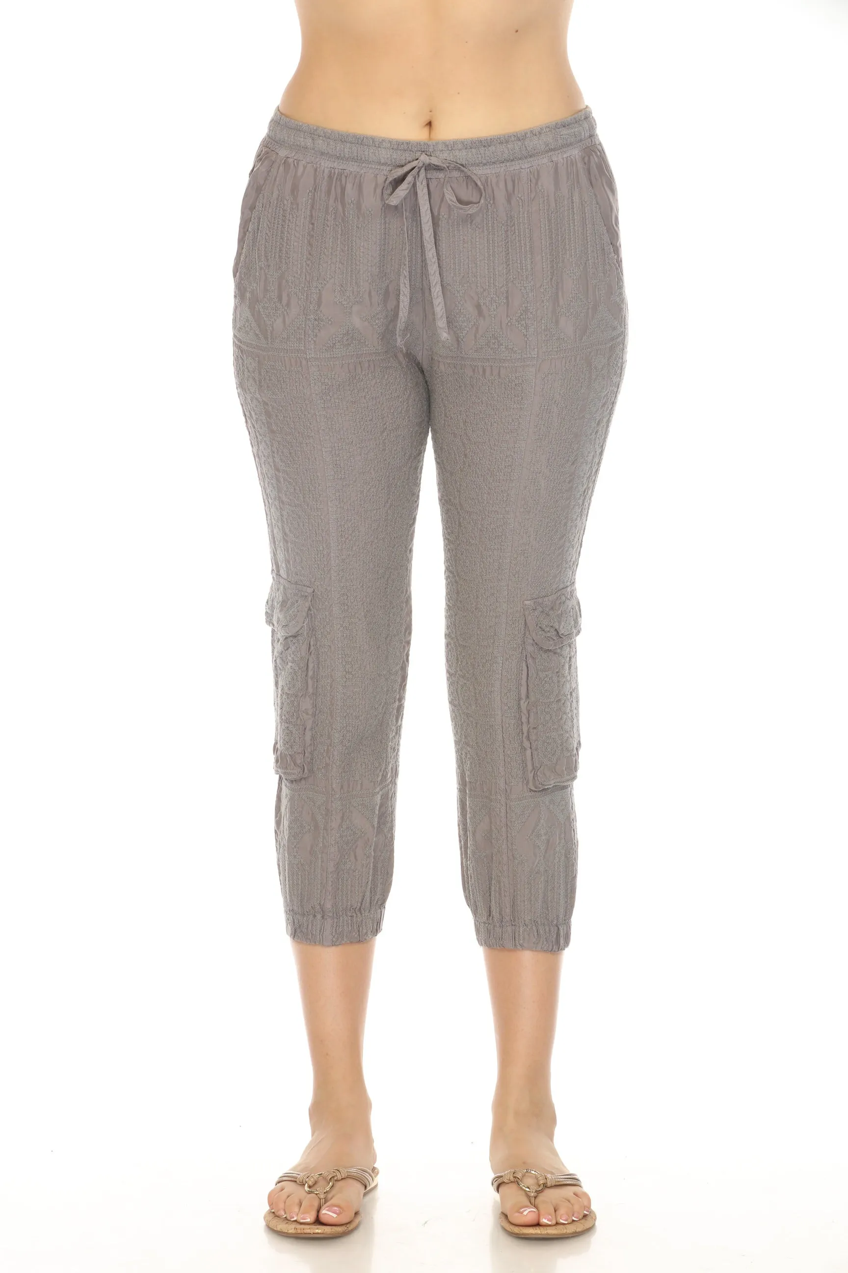 Johnny Was Pete & Greta Grey Cropped Cargo Jogger Pants P66019-O