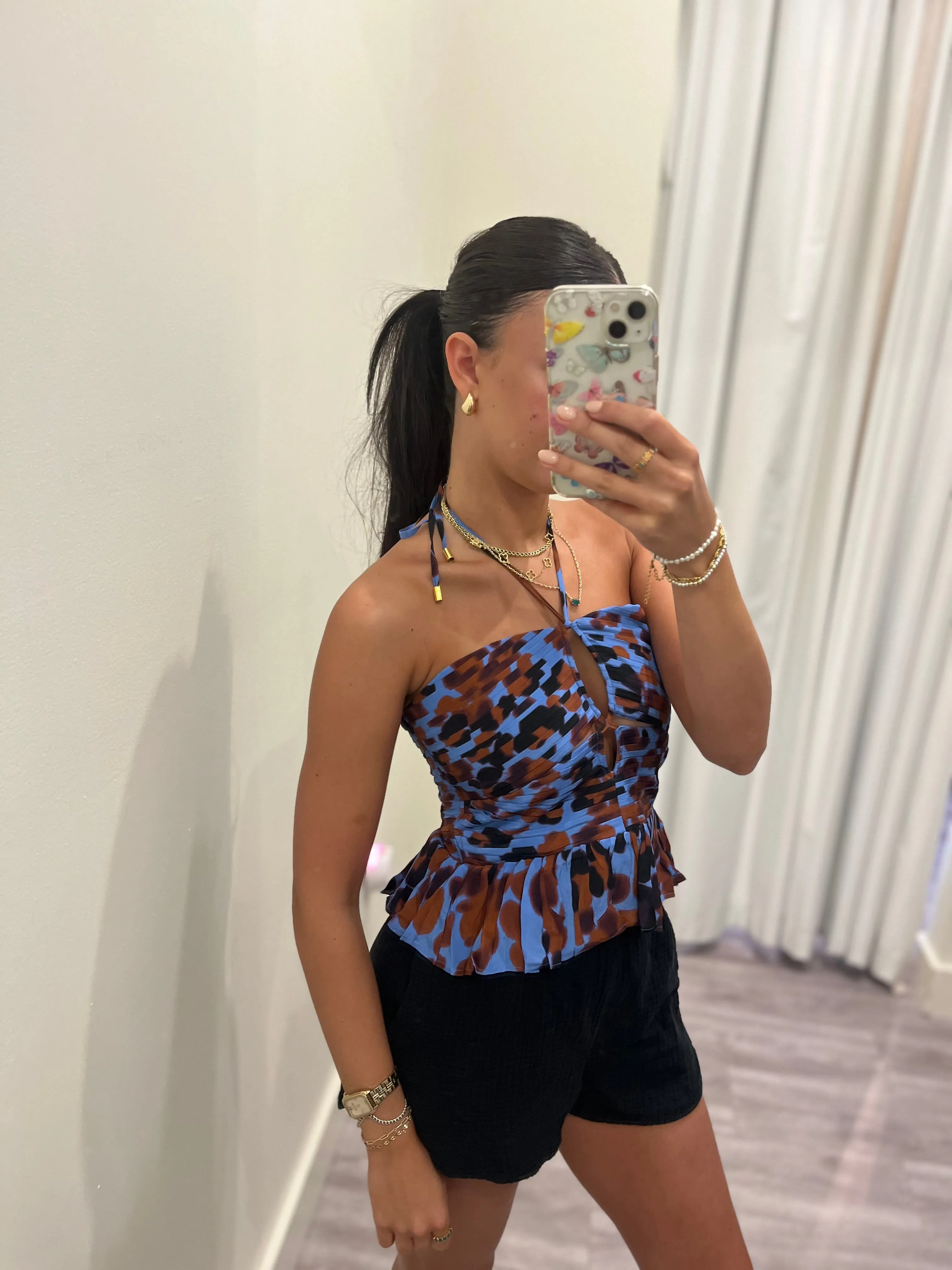KG1827 Blue animal print crop top