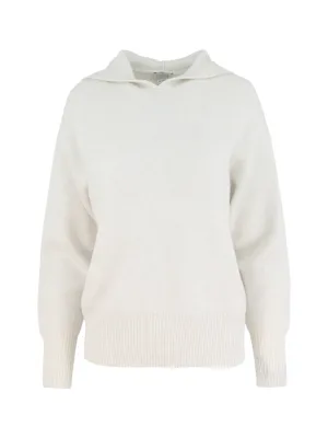 Kinross Doubleknit Pullover Cashmere Hoodie in Whisper