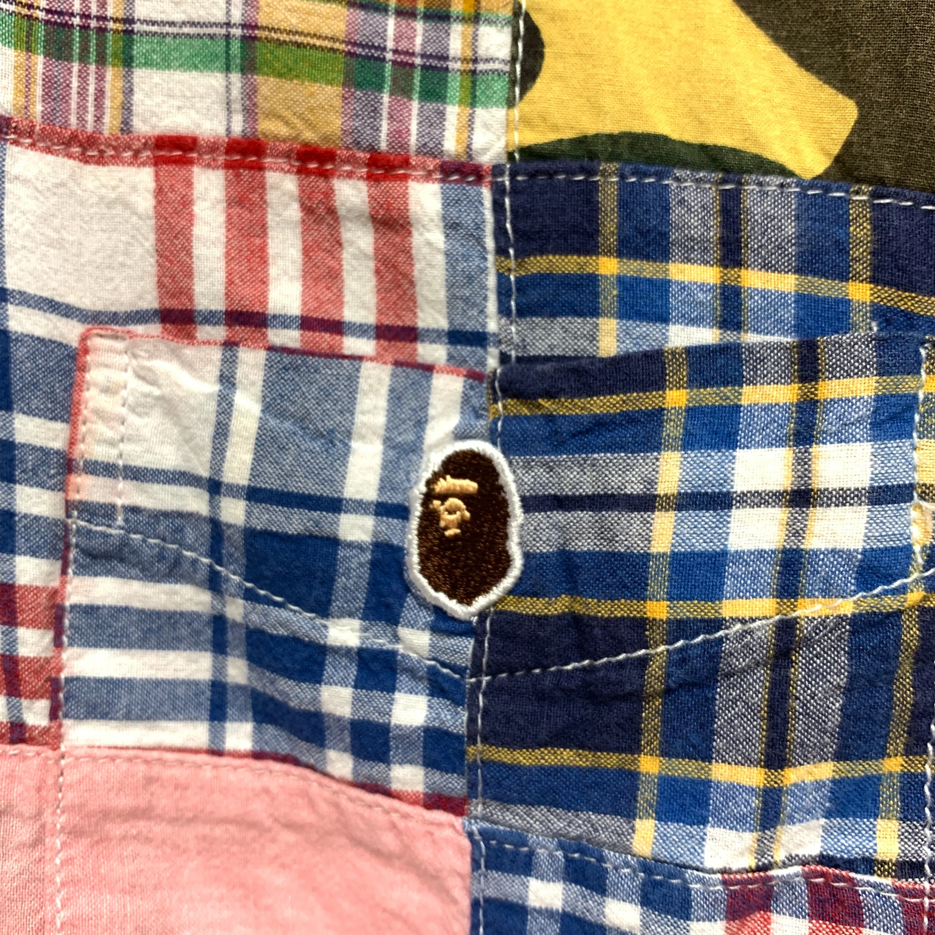 [L] A Bathing Ape Bape Patchwork Plaid L/S Shirt
