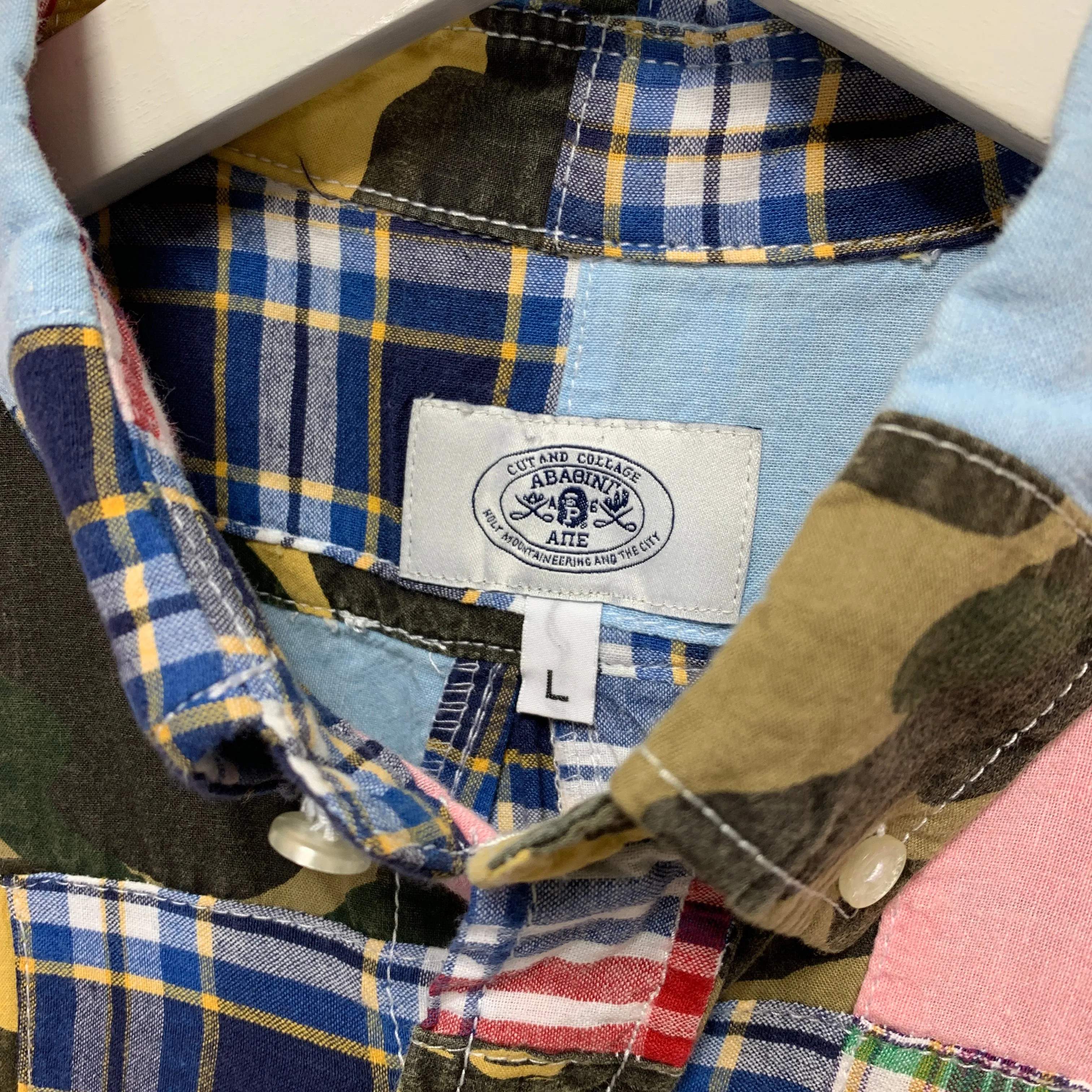 [L] A Bathing Ape Bape Patchwork Plaid L/S Shirt