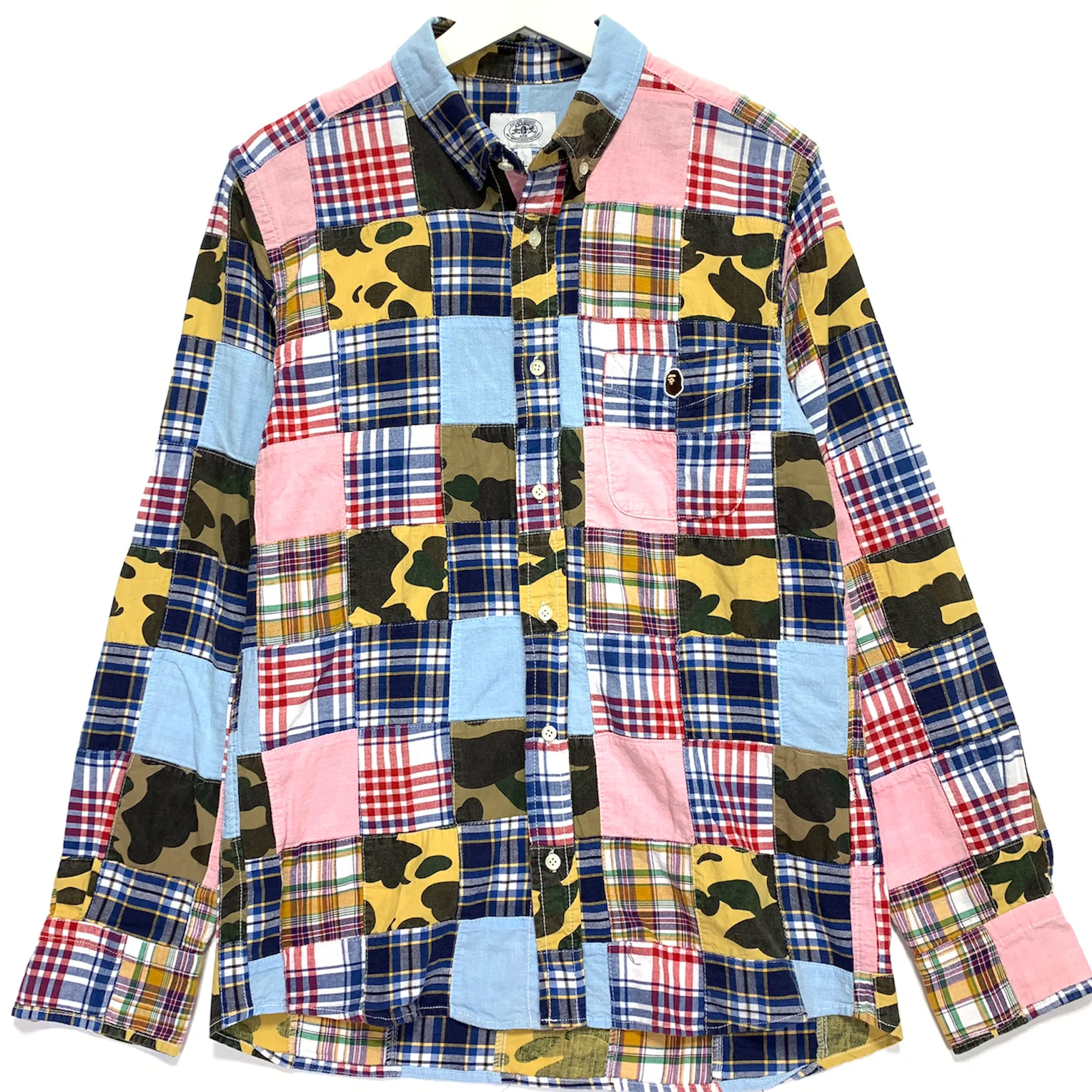 [L] A Bathing Ape Bape Patchwork Plaid L/S Shirt