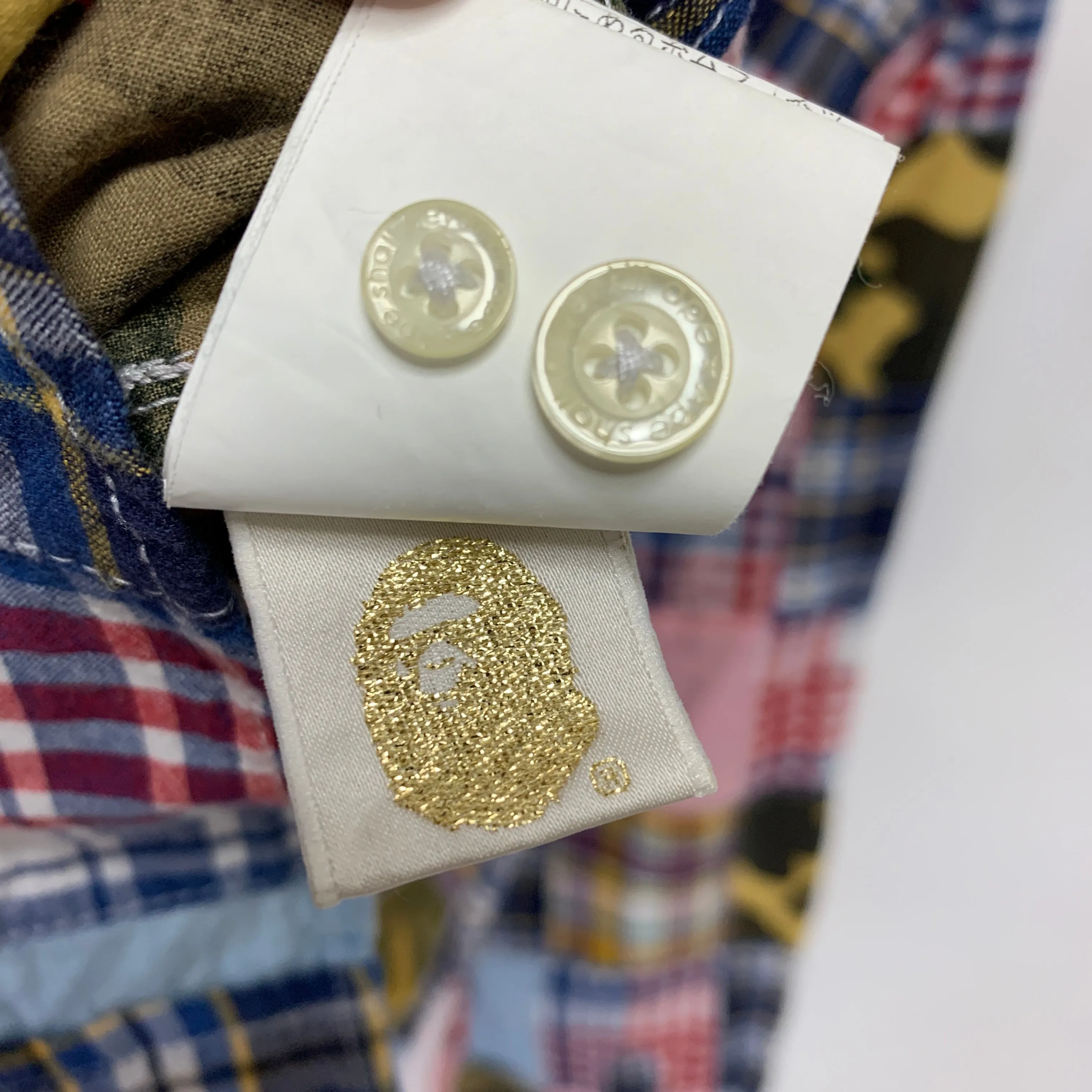 [L] A Bathing Ape Bape Patchwork Plaid L/S Shirt