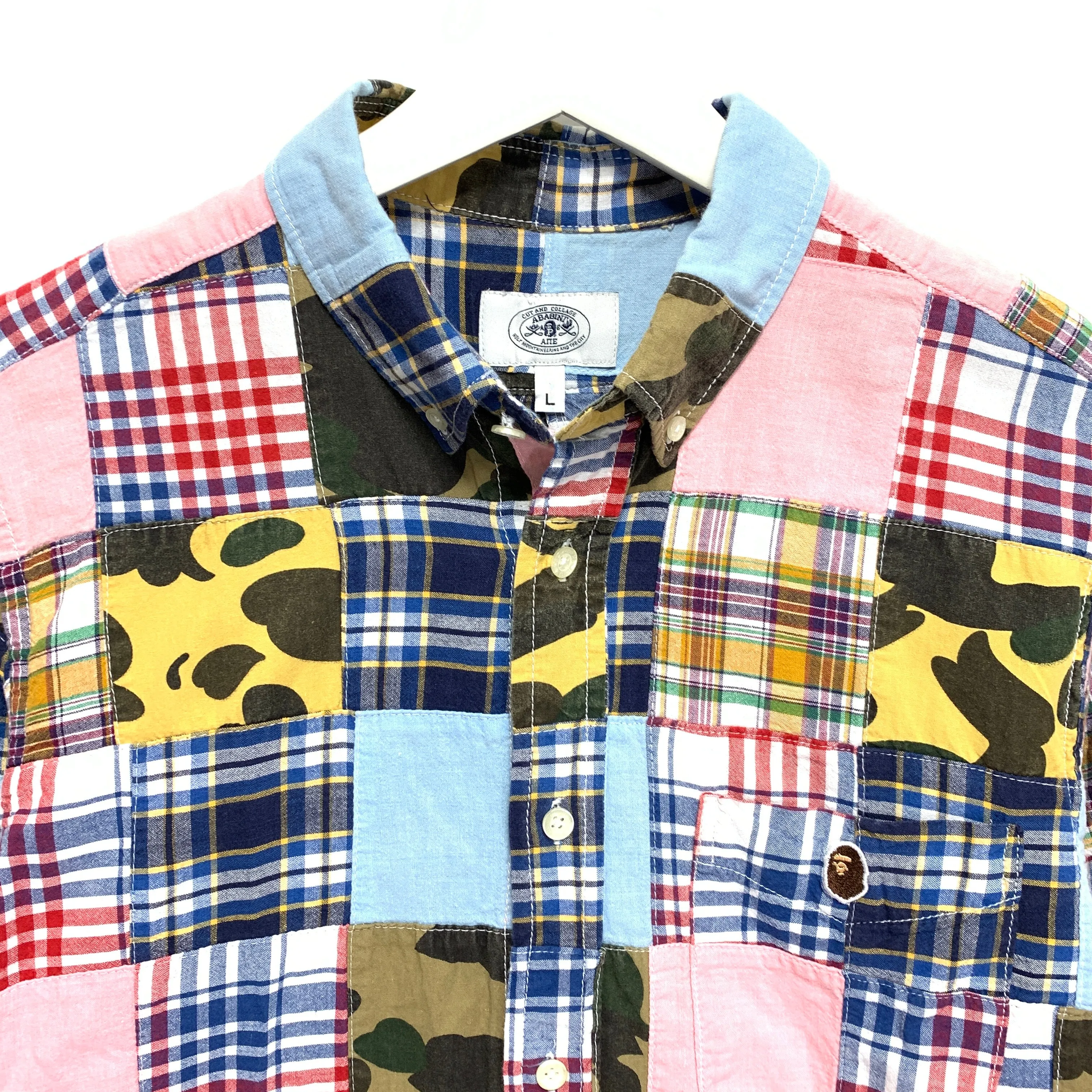 [L] A Bathing Ape Bape Patchwork Plaid L/S Shirt