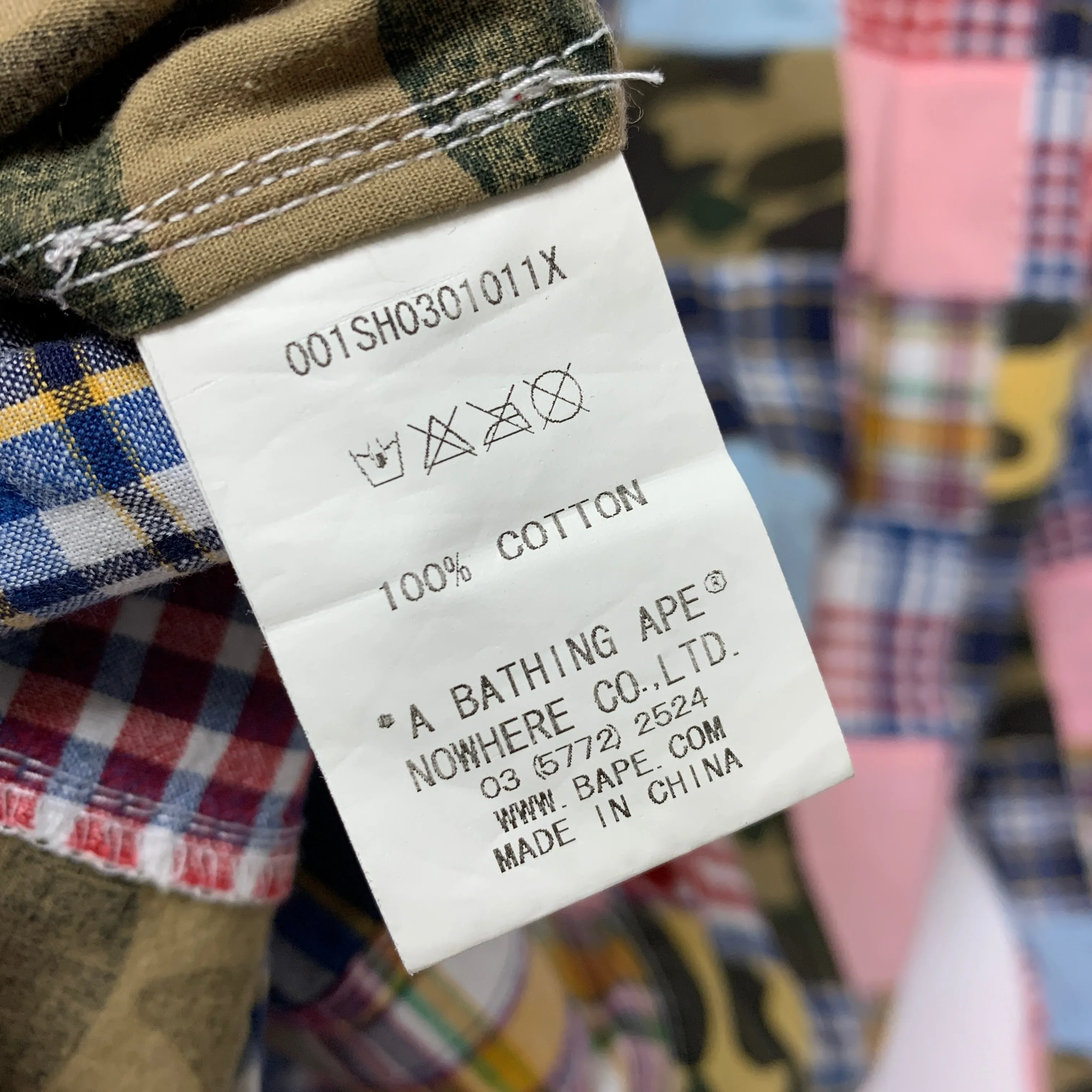 [L] A Bathing Ape Bape Patchwork Plaid L/S Shirt