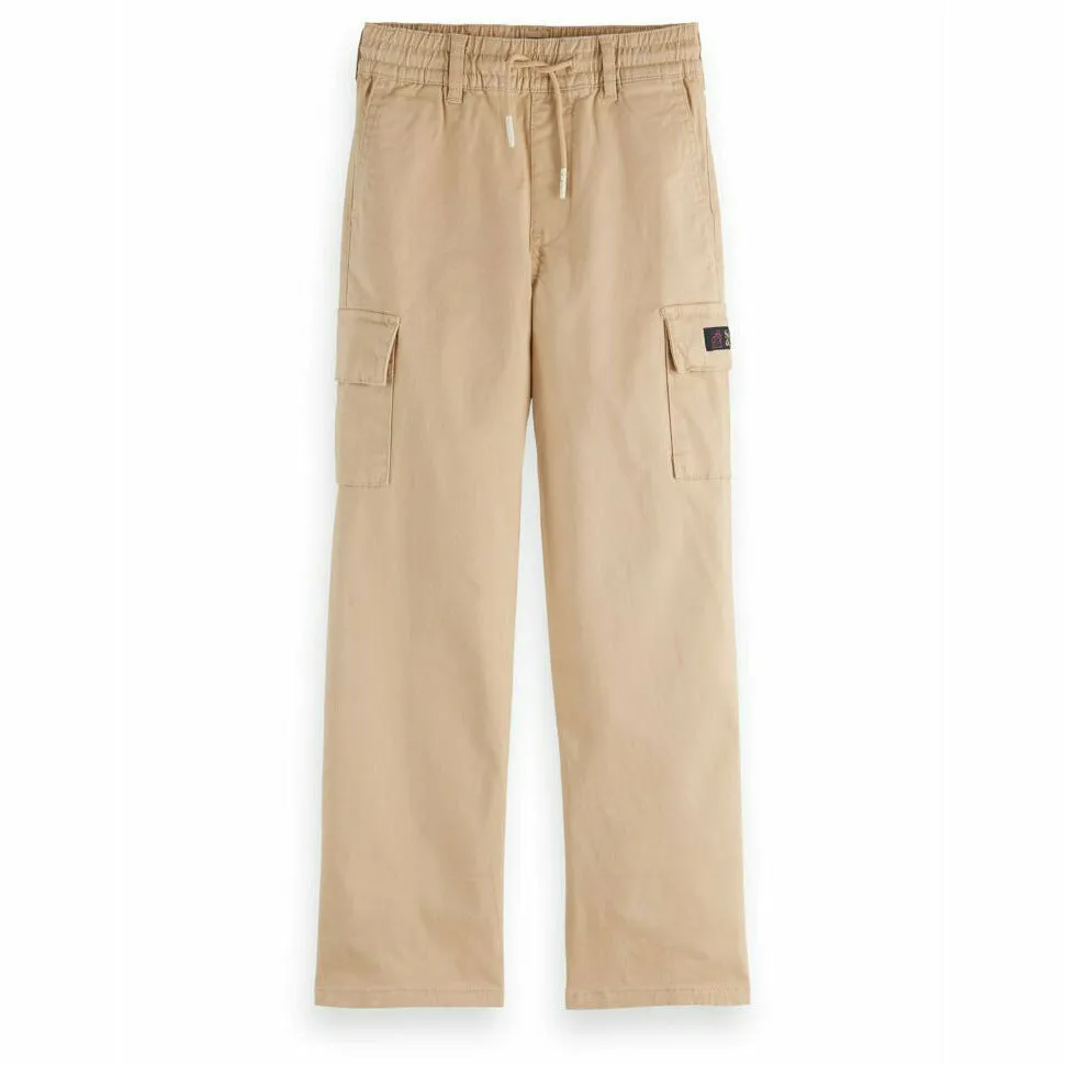 Loose Fit Elasticated-Waist Cargo Pants - Sand