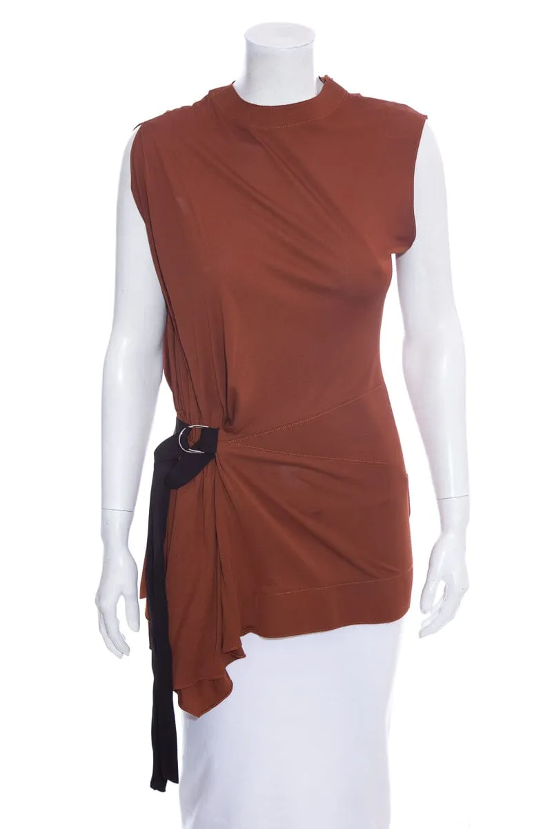 Louis Vuitton Burnt Orange Sleeveless Blouse SZ XS