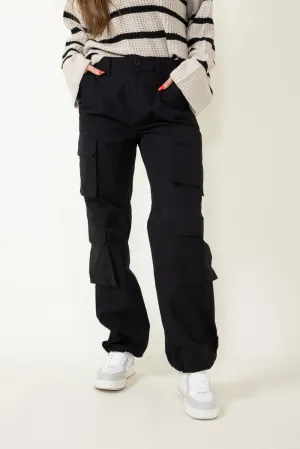 Love Tree Baggy Cargo Pants for Women in Black | 6870PN-BLACK