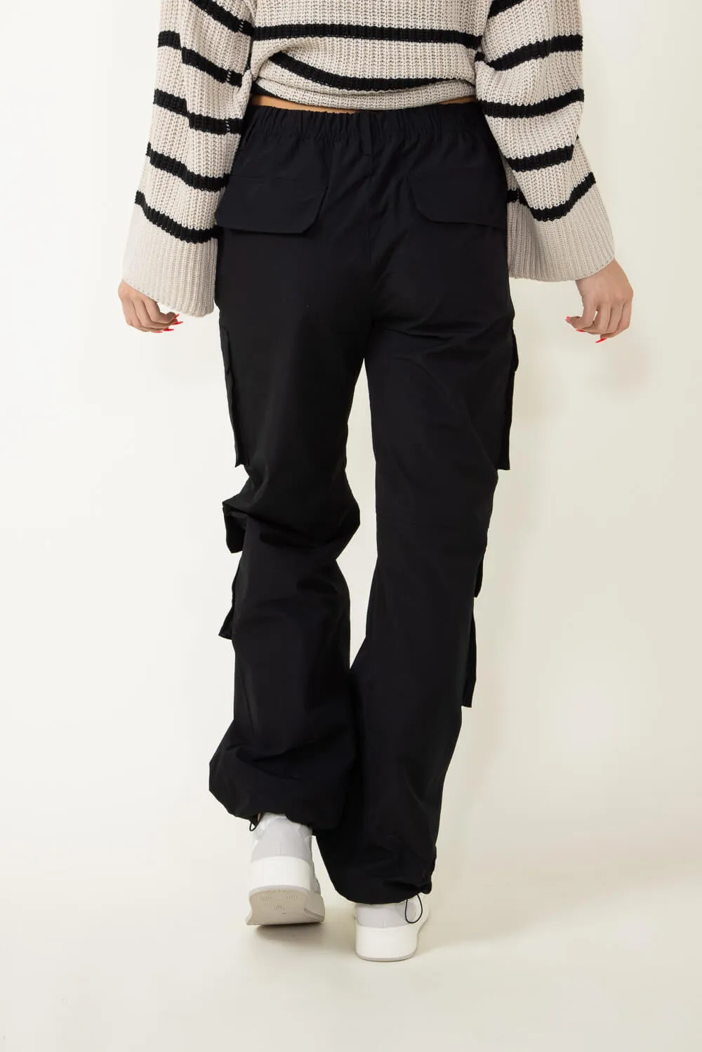 Love Tree Baggy Cargo Pants for Women in Black | 6870PN-BLACK