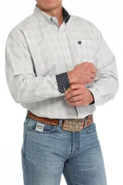 Men's Cinch Plaid Long Sleeve Western Shirt - White