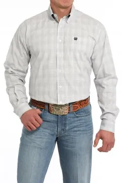 Men's Cinch Plaid Long Sleeve Western Shirt - White