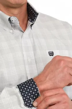 Men's Cinch Plaid Long Sleeve Western Shirt - White