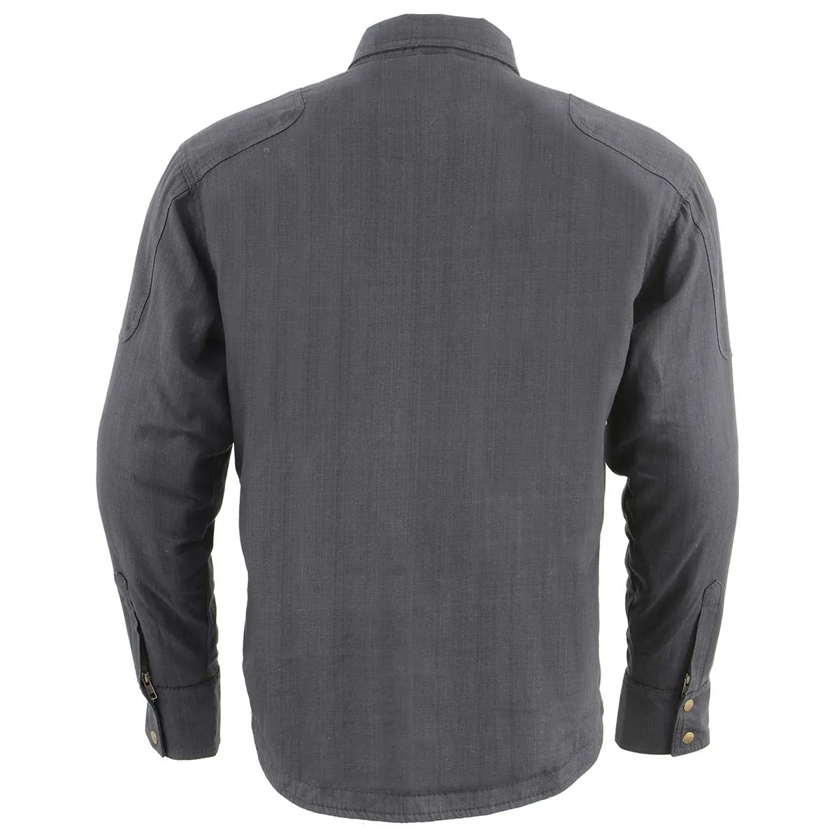 MPM1622 Men's Black Flannel Biker Shirt with CE Approved Armor - Reinforced w/ Aramid Fibers