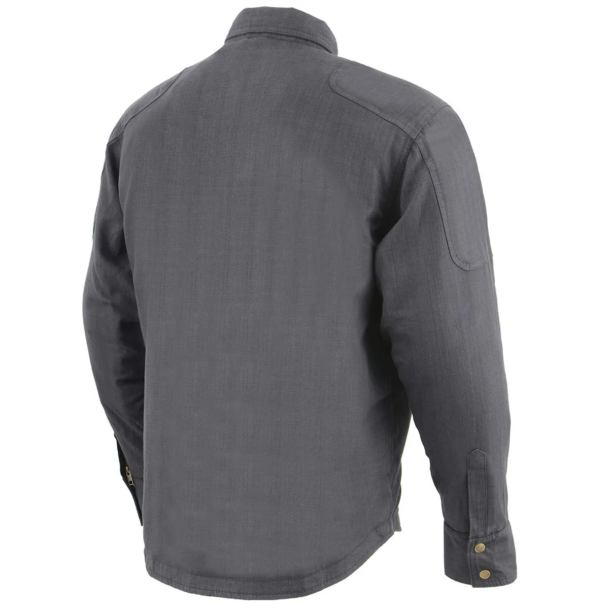 MPM1622 Men's Black Flannel Biker Shirt with CE Approved Armor - Reinforced w/ Aramid Fibers