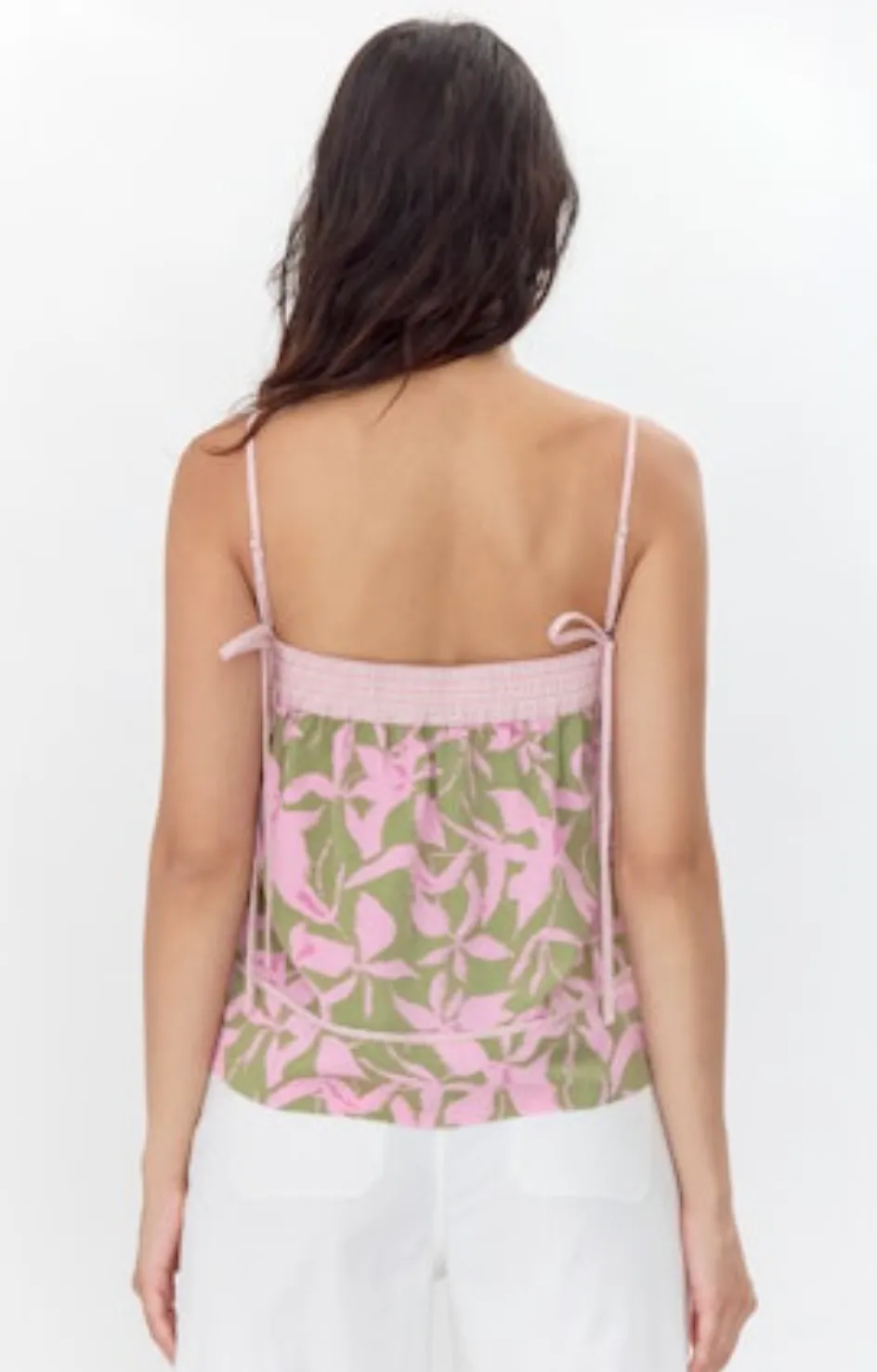 Naeli Print Sleeveless Top with Contrast Detail