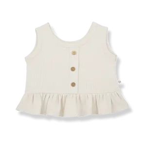 One More In The Family- RITA off-white sleeveless blouse