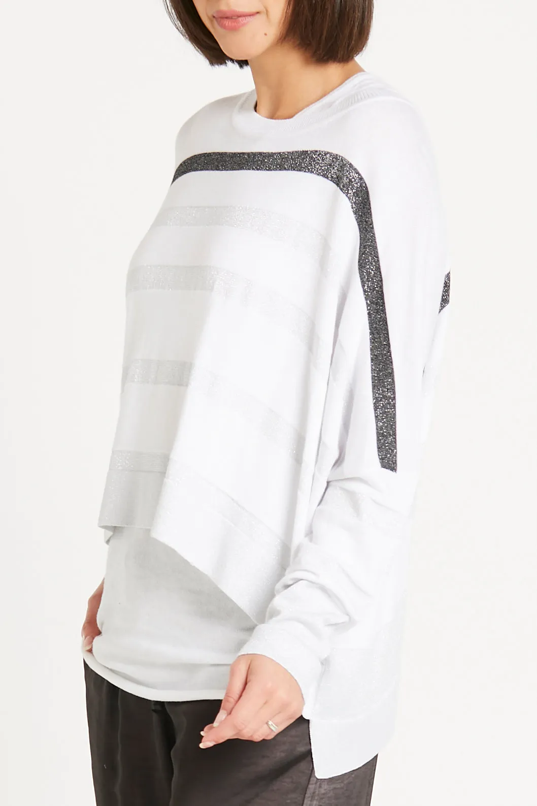 Pima Cotton Mini Glitter Girl Crewneck Sweater
