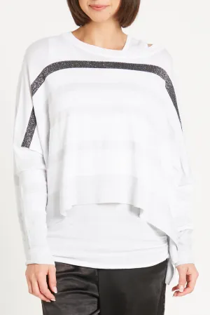 Pima Cotton Mini Glitter Girl Crewneck Sweater