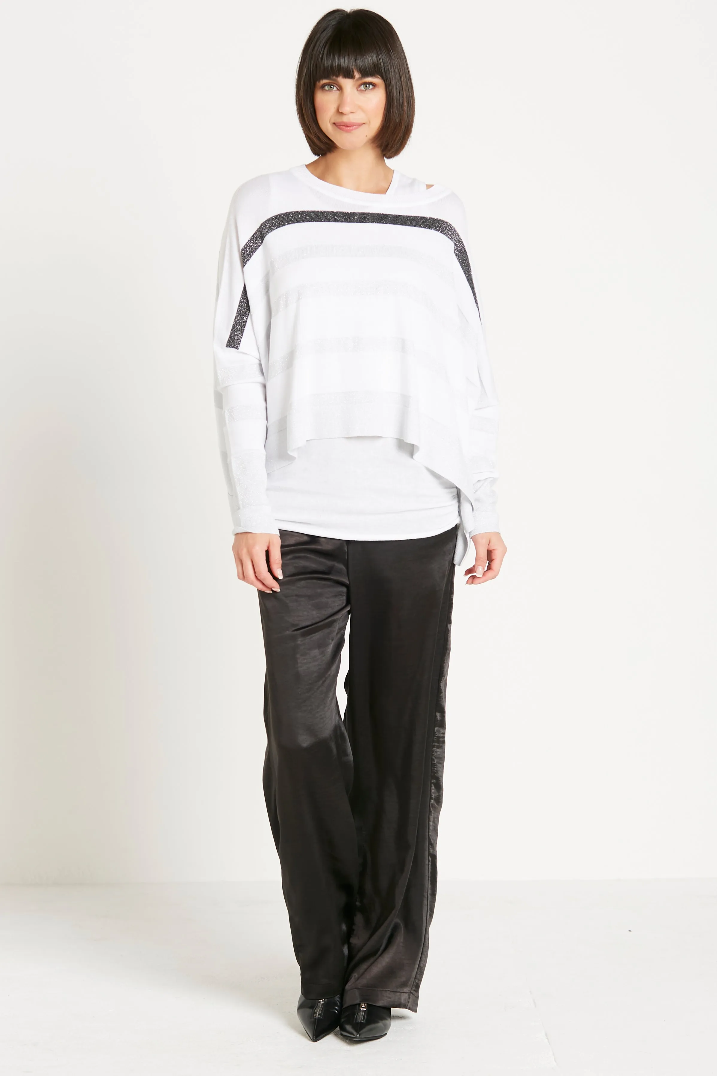 Pima Cotton Mini Glitter Girl Crewneck Sweater