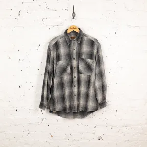 Plaid Check Flannel Shirt - Grey - L