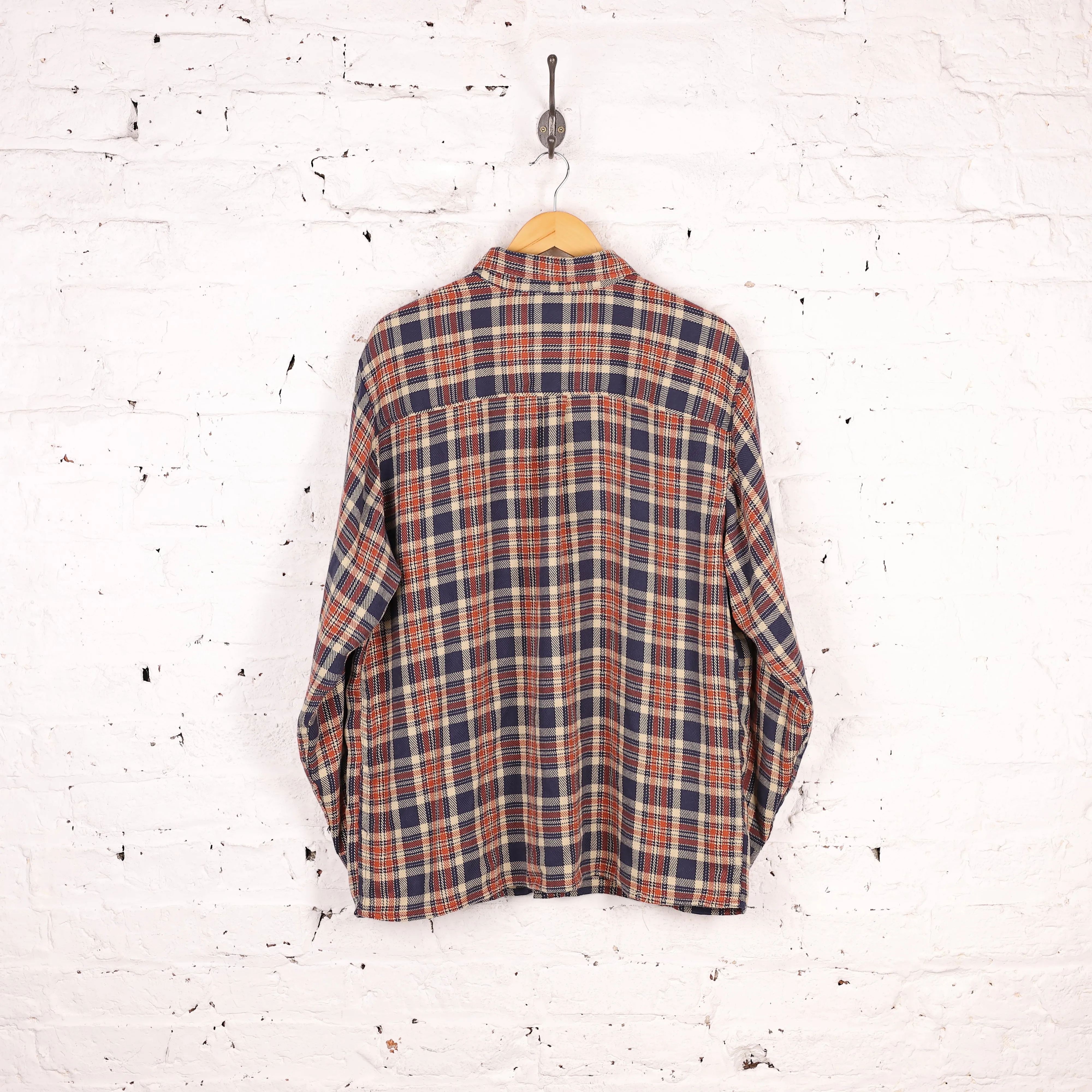 Plaid Check Flannel Shirt - Red - L