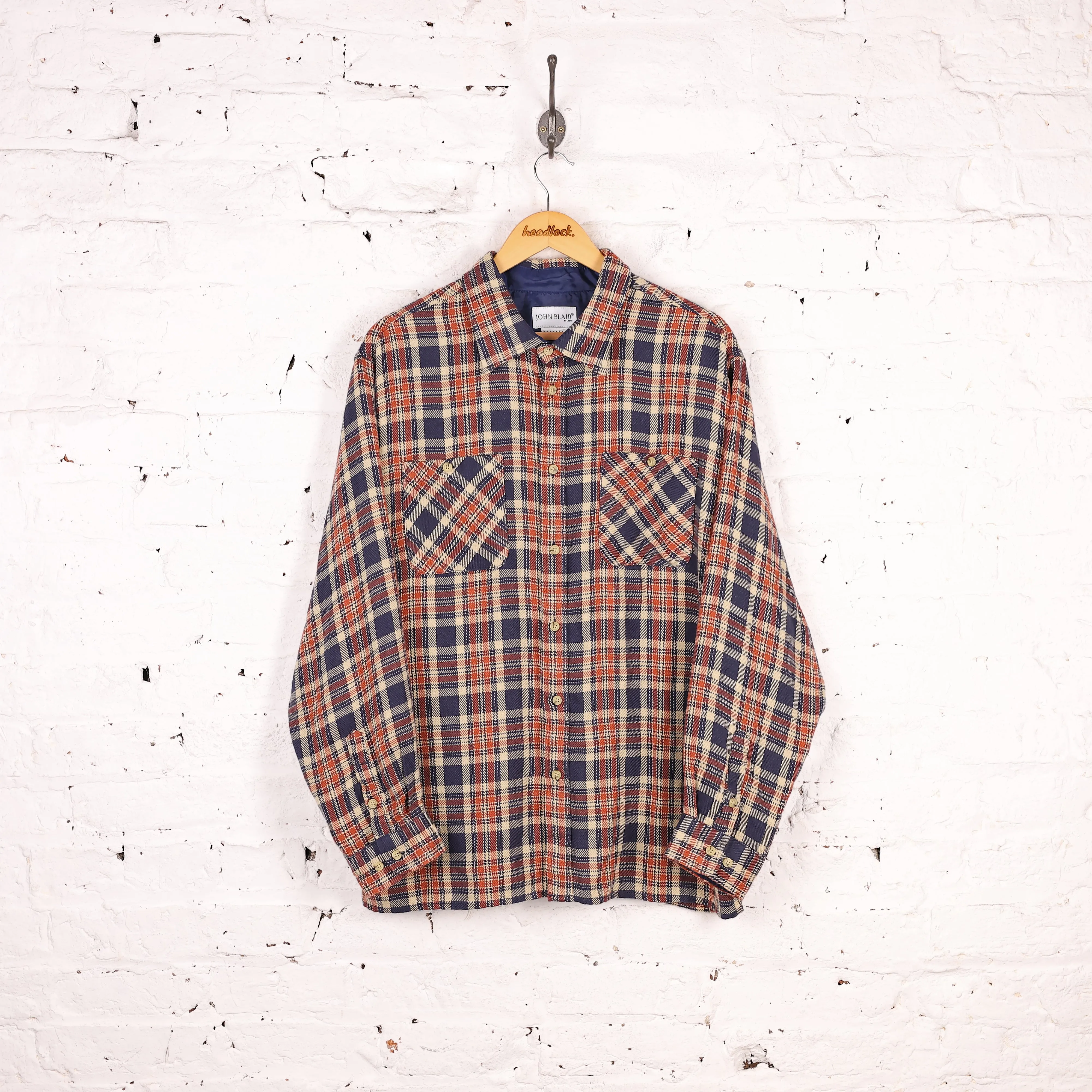 Plaid Check Flannel Shirt - Red - L