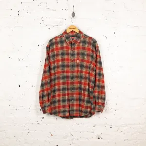 Plaid Check Flannel Shirt - Red - XL