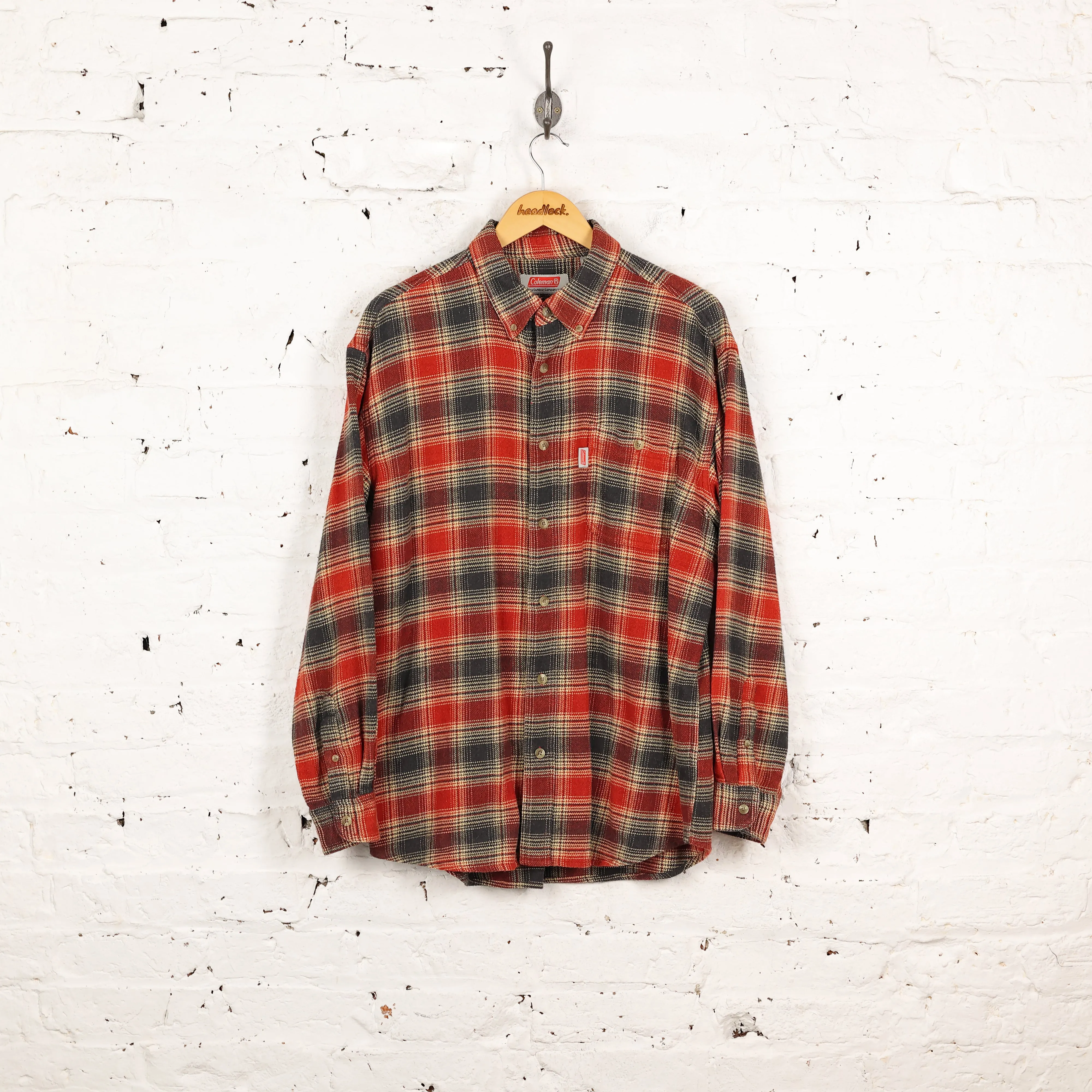 Plaid Check Flannel Shirt - Red - XL