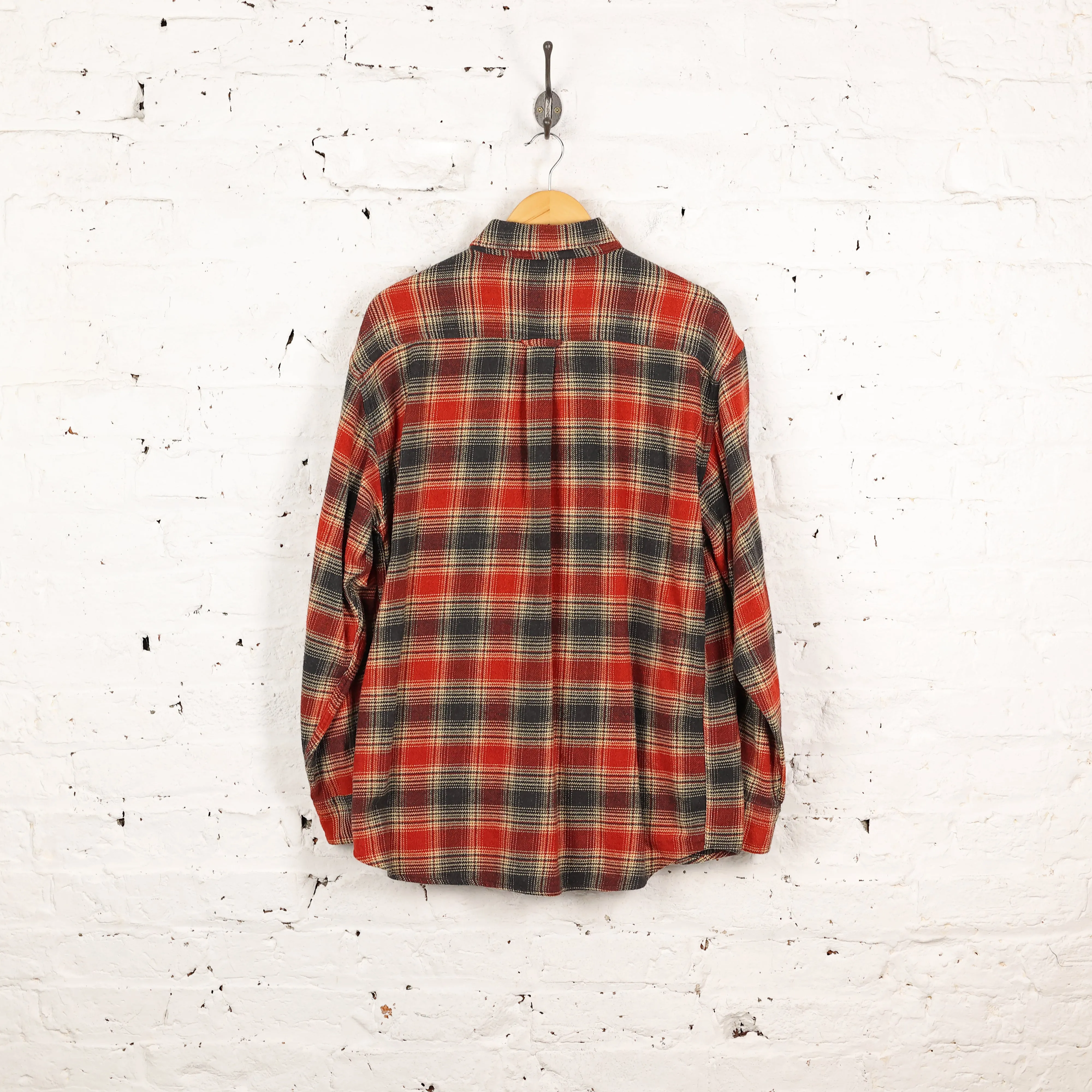 Plaid Check Flannel Shirt - Red - XL