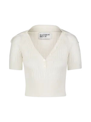 Polo Rib Knit Crop Top