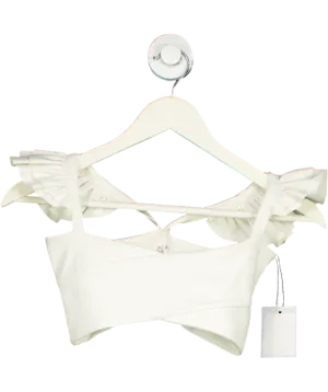 Port De Bras White Cross Crop Top UK XS