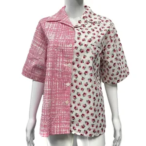 Prada Double Match poplin Button up shirt Rose Plaid 38 US 2 Excellent