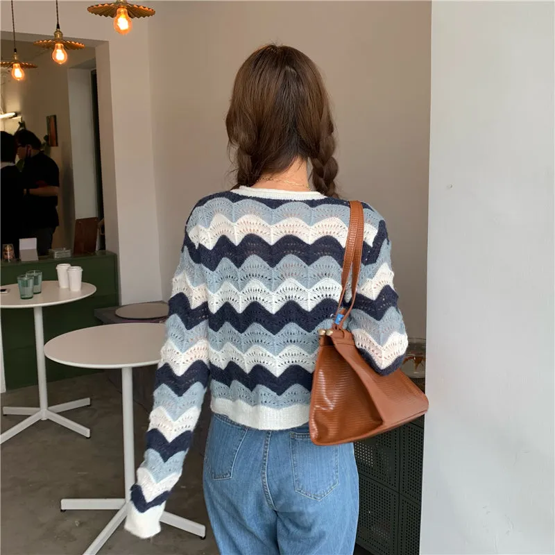 "STRIPED KNITTED" CARDIGAN N091606