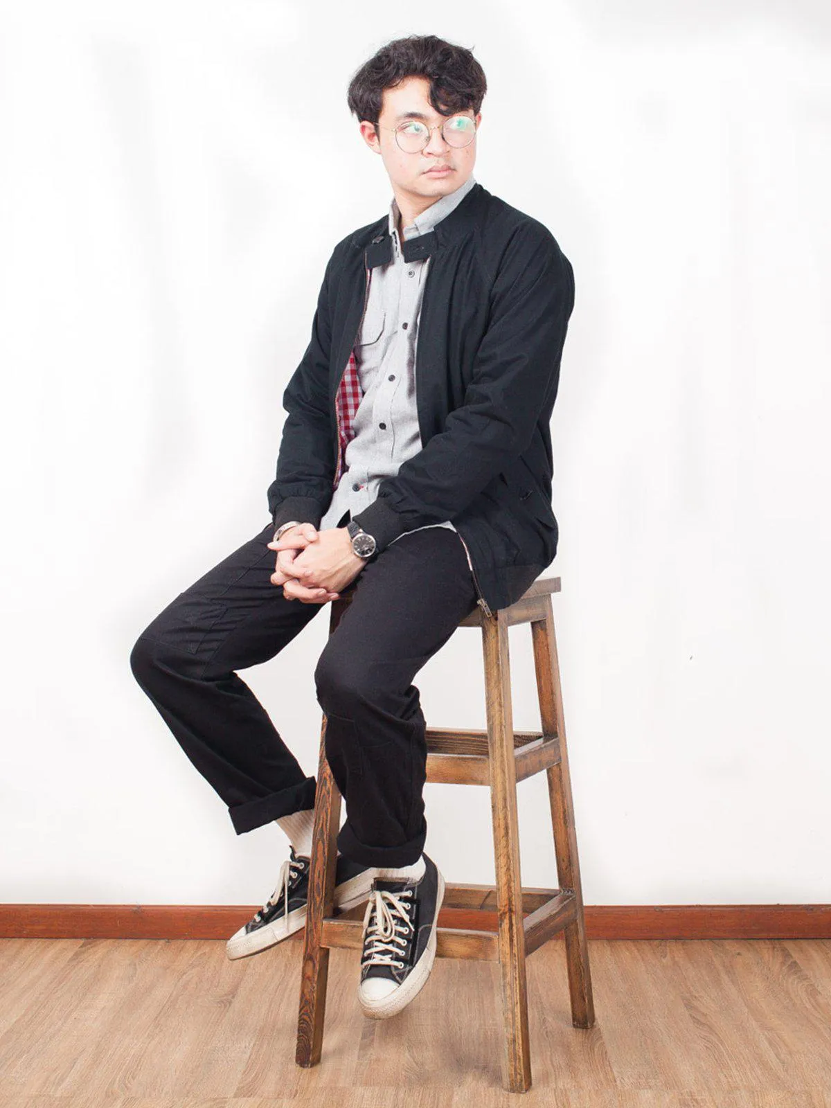 Qutn Harrington Jacket Black Twill