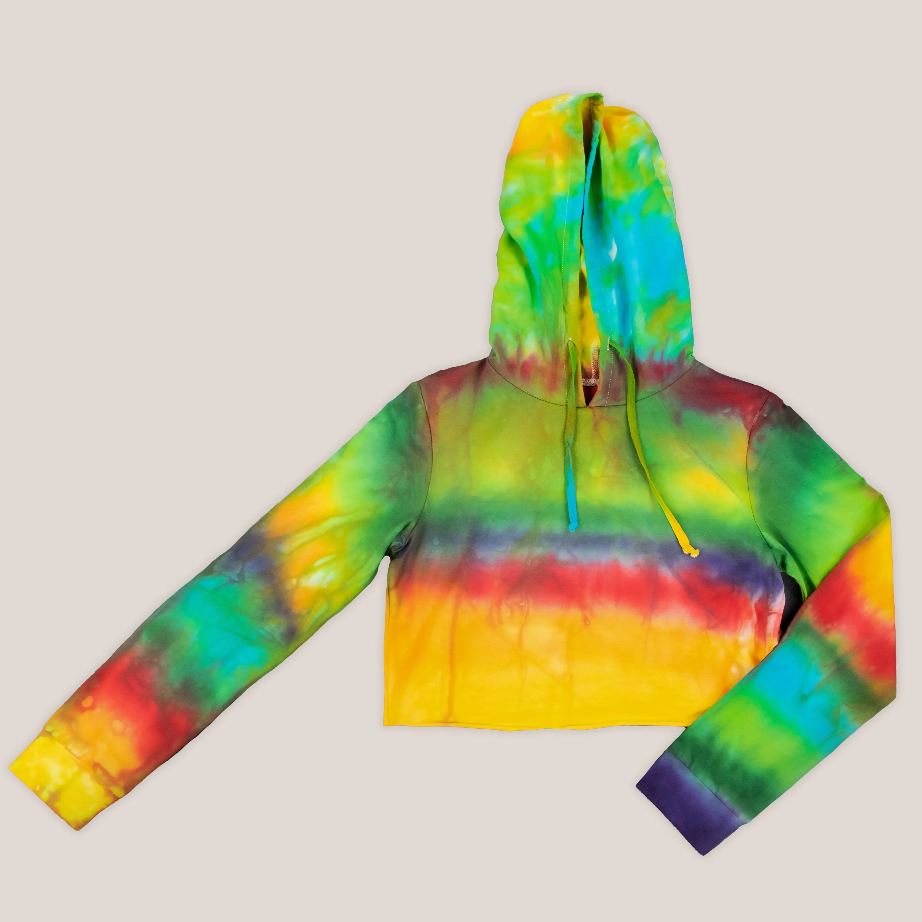 Rainbow Quartz Tie Dye Hoodie Crop Top