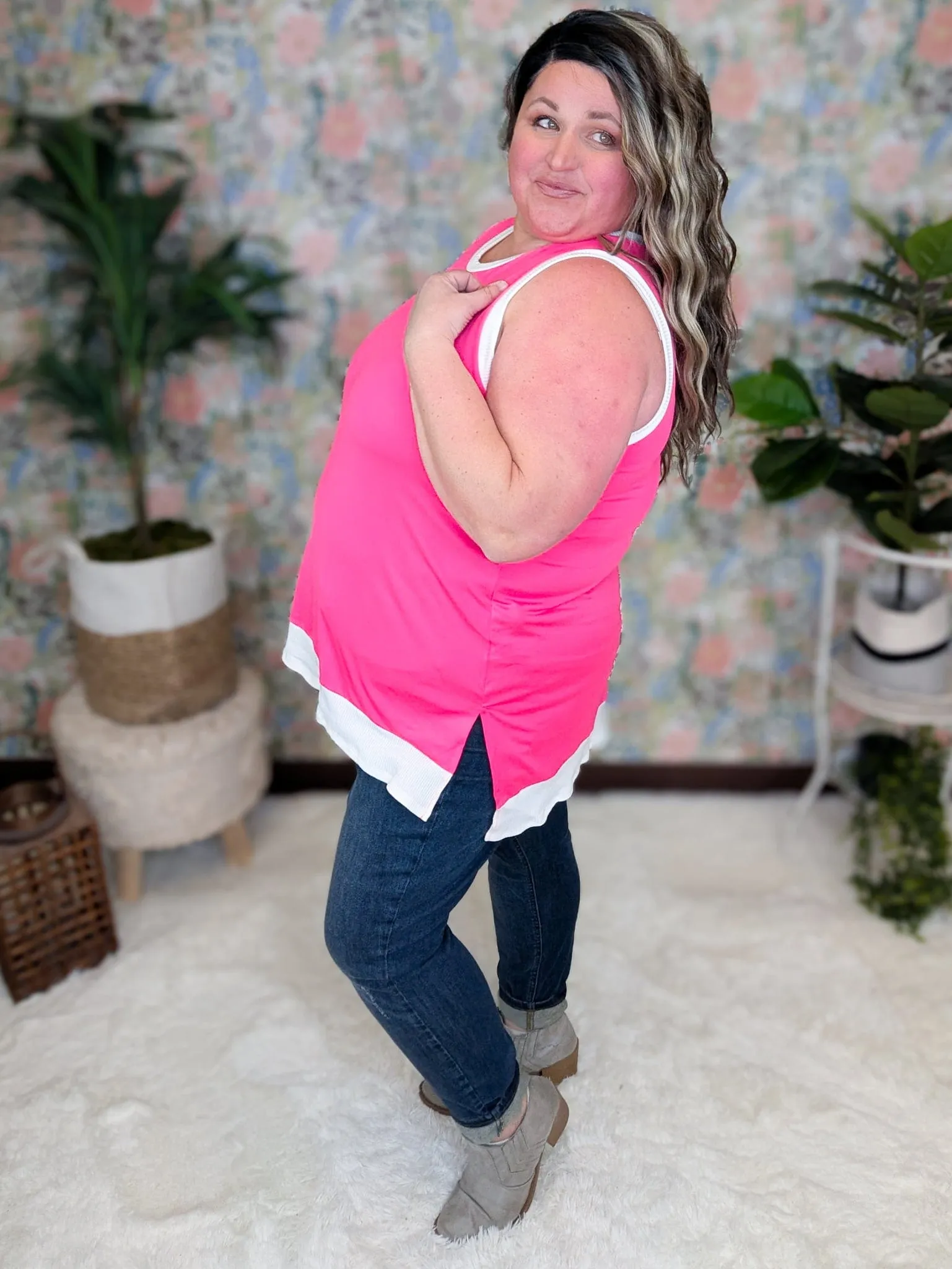 Rebecca Ringer Trimmed Scoopneck Tank (2 colors)