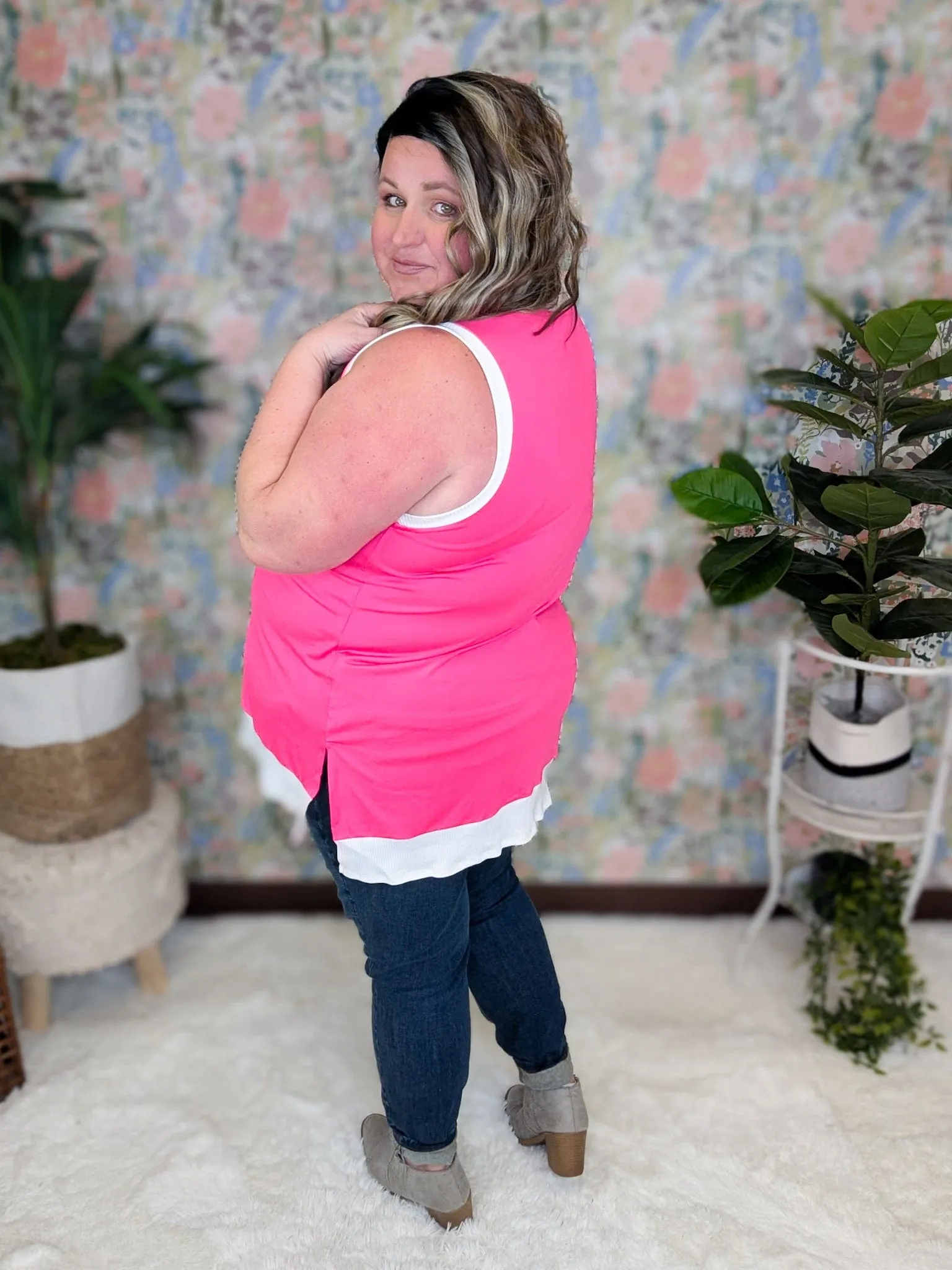 Rebecca Ringer Trimmed Scoopneck Tank (2 colors)