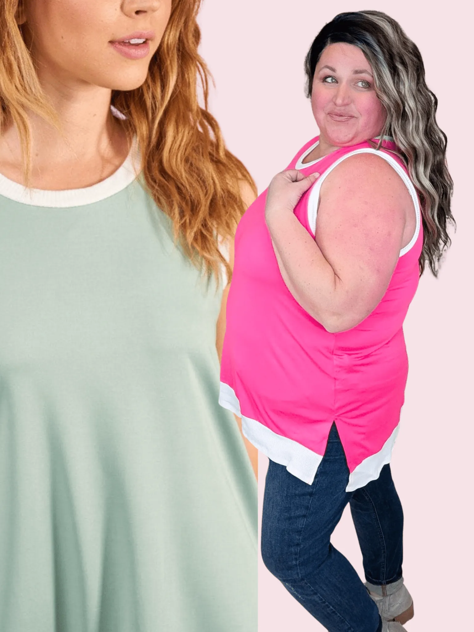 Rebecca Ringer Trimmed Scoopneck Tank (2 colors)
