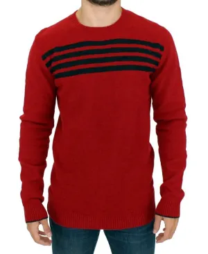 Red striped crewneck sweater