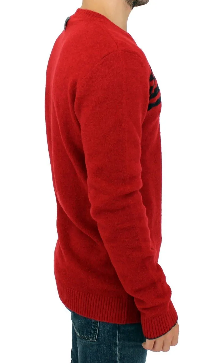Red striped crewneck sweater