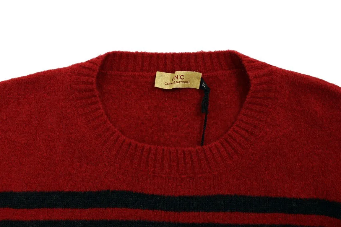 Red striped crewneck sweater