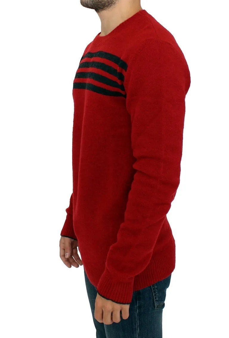 Red striped crewneck sweater