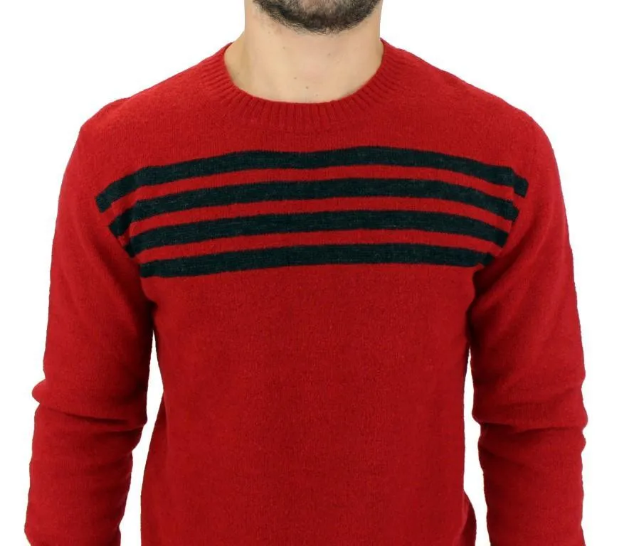 Red striped crewneck sweater