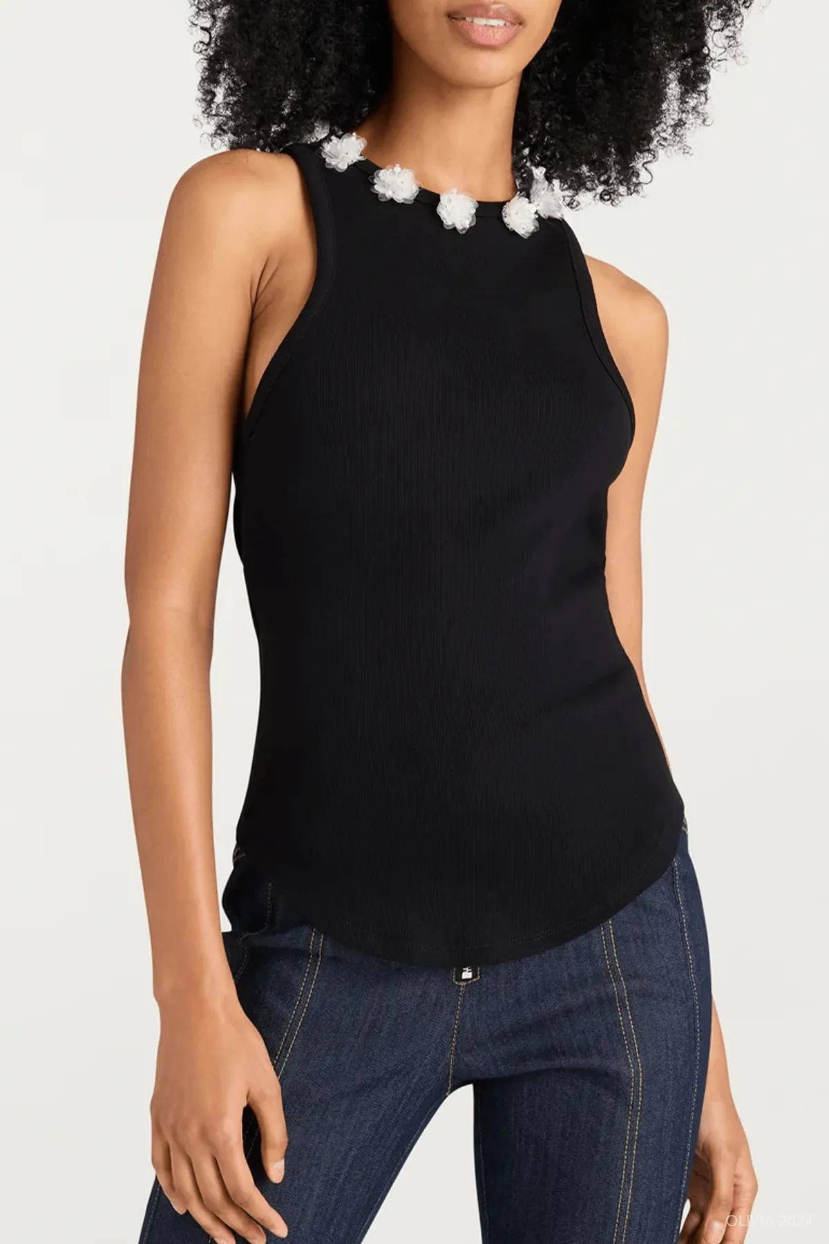 Sequin Dot Lizzie Tank Top in Black