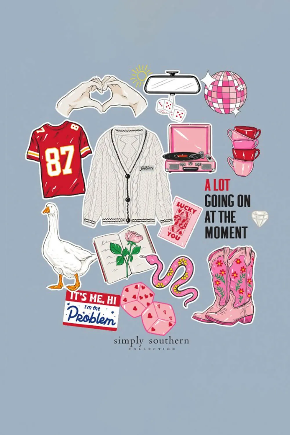 Simply Southern Eras Stickers T-Shirt for Women in Stone Blue | SS-STICKERS-STNBLUE