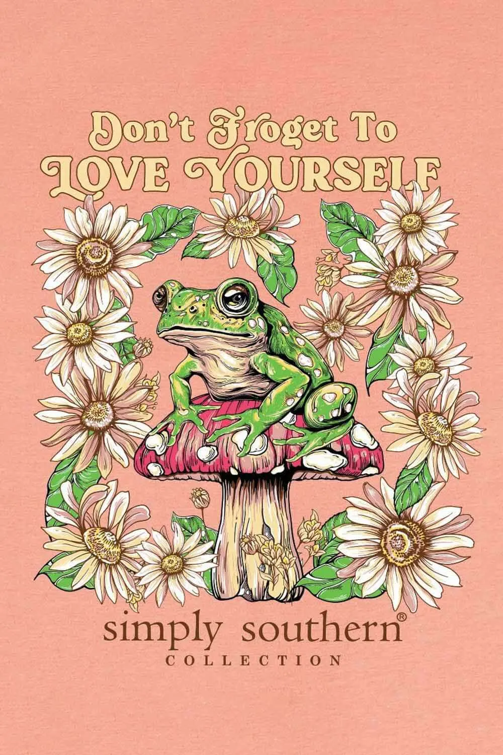 Simply Southern Youth Frog Love Yourself T-Shirt for Girls in Peach | YTH-SS-FROG-PEACH