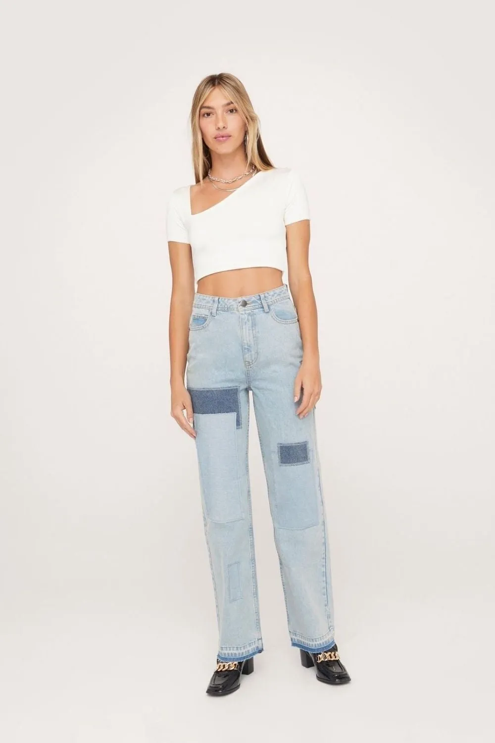 Slinky Cut Out Asymmetric Crop Top